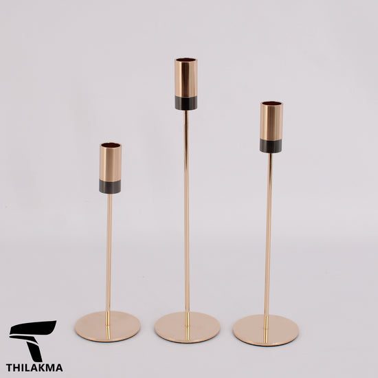 Two Tone Metal Candle Holder Set - 3pcs