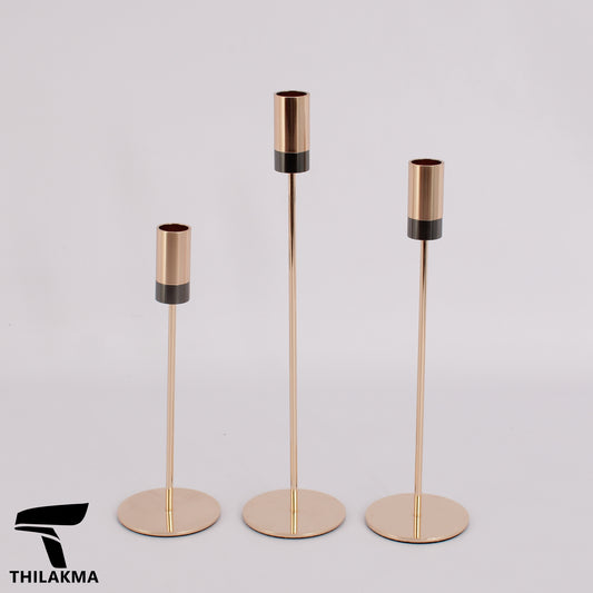 Two Tone Metal Candle Holder Set - 3pcs