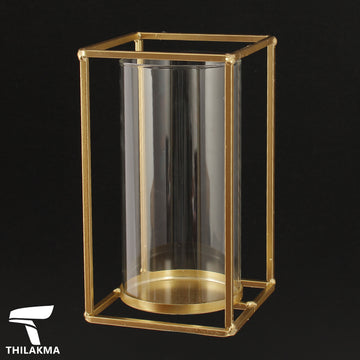 Metal Box Frame Glass Candle Holder