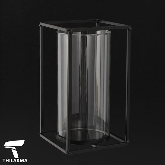 Metal Box Frame Glass Candle Holder