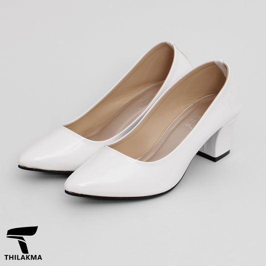 Ladies Block Heel White Shoe