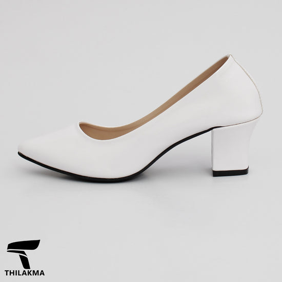 Ladies Block Heel White Shoe