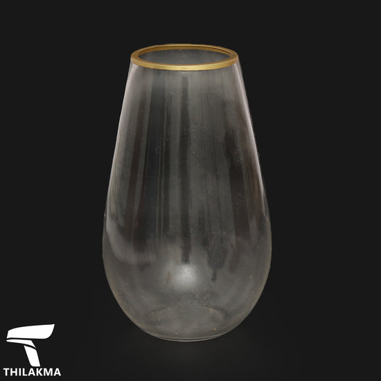 Curved Glass Vase with Gold Edge