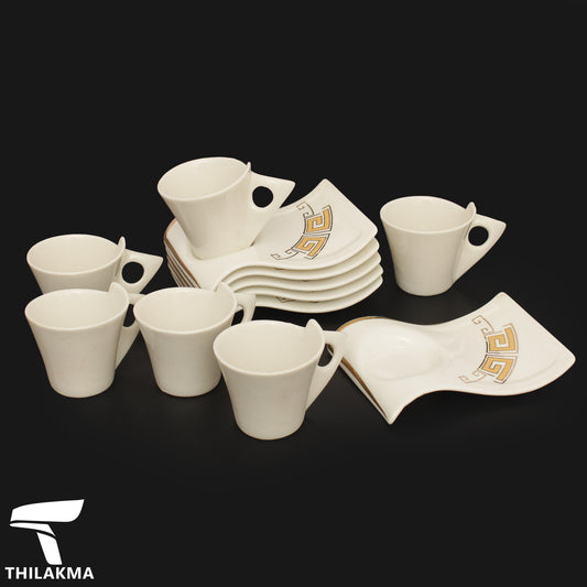 12 pcs Ceramic Tea Cup and Saucer Set