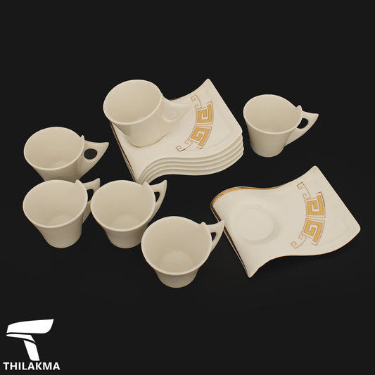 12 pcs Ceramic Tea Cup and Saucer Set
