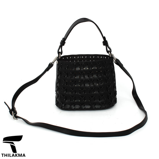 Stylish Solid Color Woven Bucket Bag