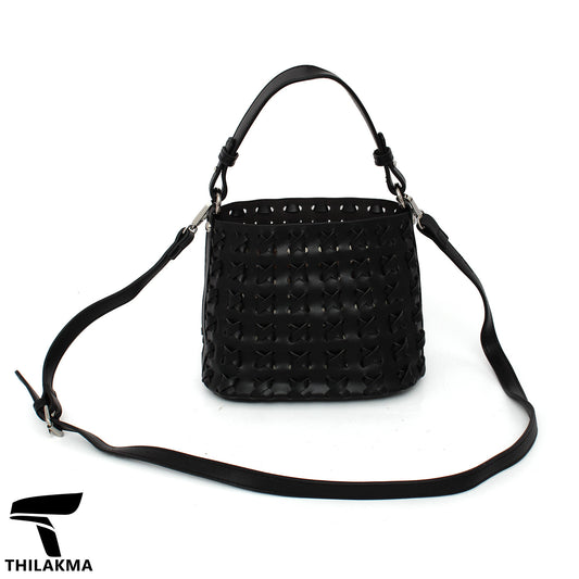 Stylish Solid Color Woven Bucket Bag