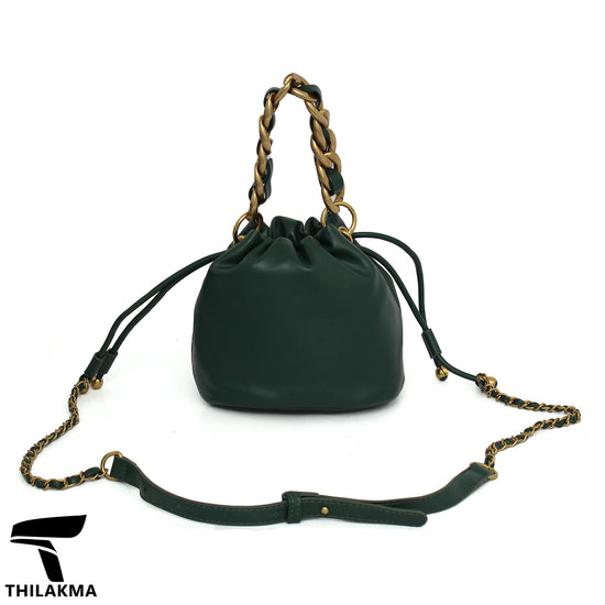 Stylish Solid Color Bucket Bag