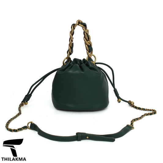 Stylish Solid Color Bucket Bag