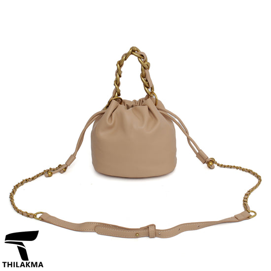 Stylish Solid Color Bucket Bag