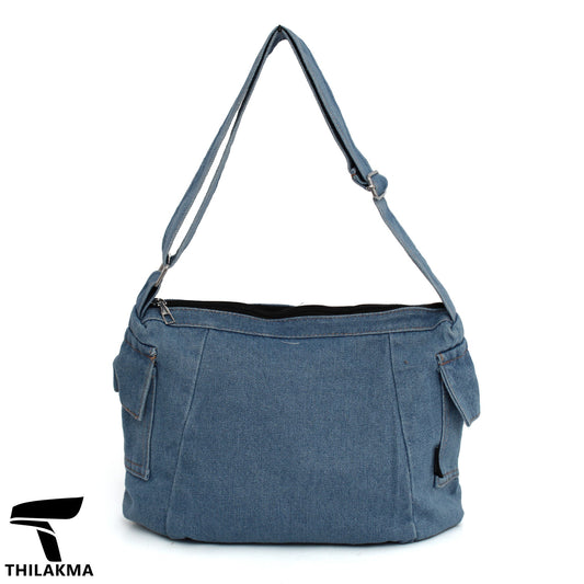 Denim Shoulder Bag with Adjustable Strap