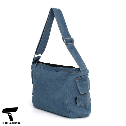 Denim Shoulder Bag with Adjustable Strap