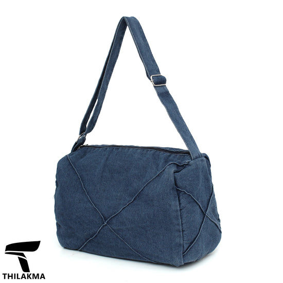 Denim Shoulder Bag with Adjustable Strap