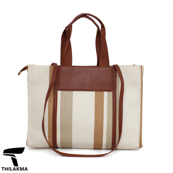 Stripe Shoulder Bag with Adjustable Strap