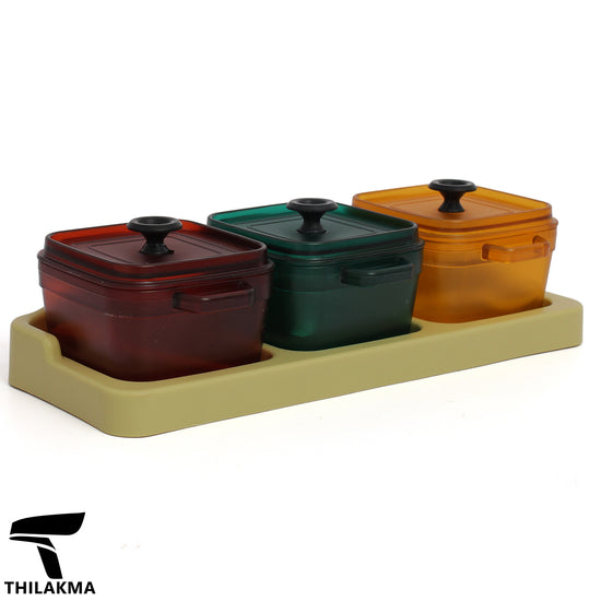 Seasoning Storage Containers With Spoon & Base