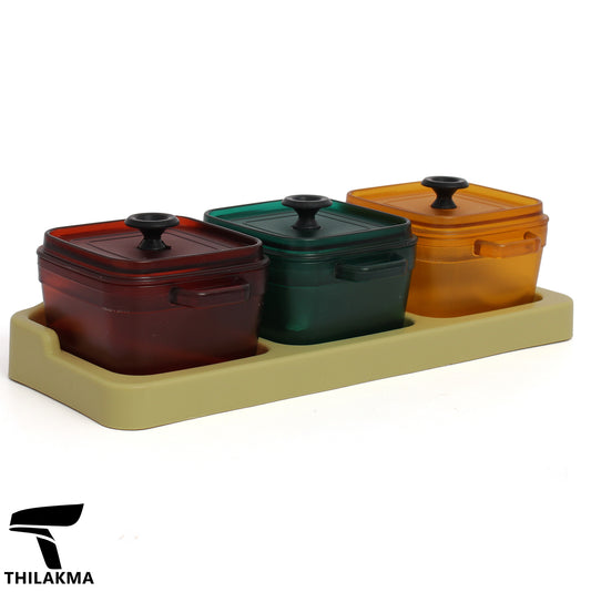 Seasoning Storage Containers With Spoon & Base